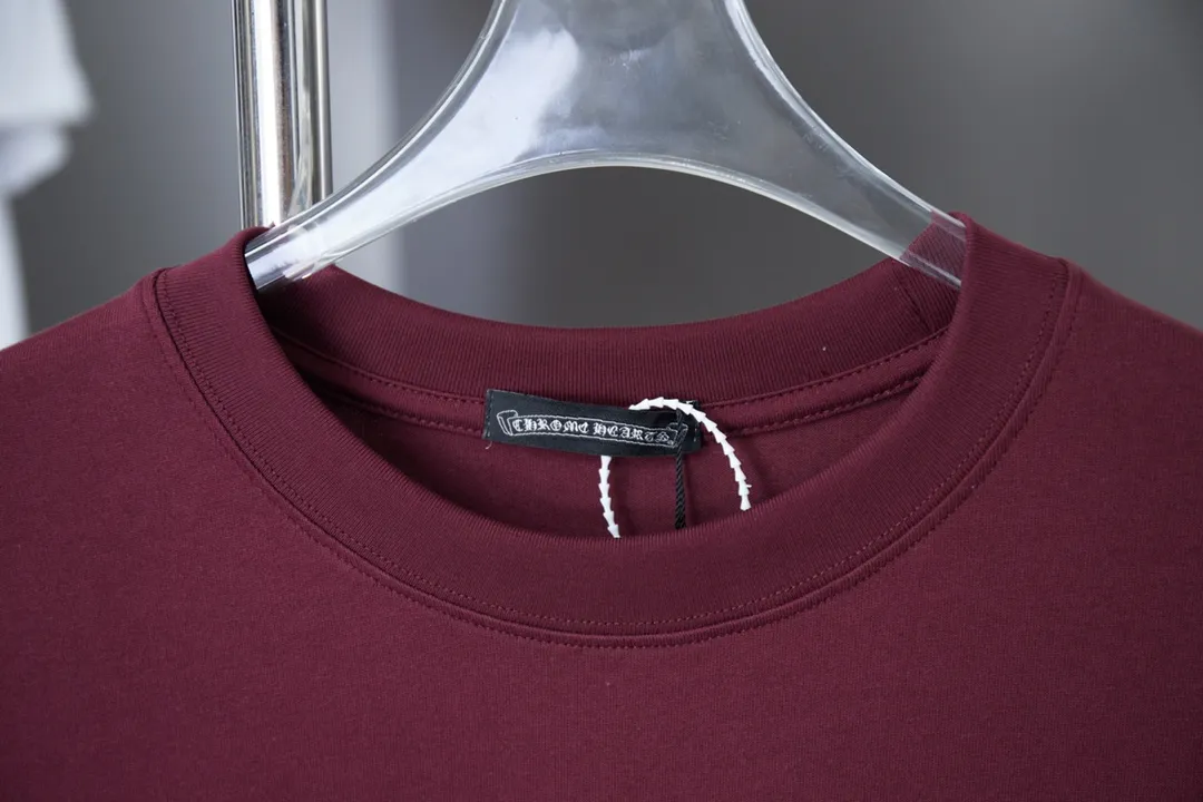 🅿️200 Ch*ome Hearte 25SS early spring new style, patch embroidery hardware, Croix heart cross short sleeves, light luxury, essential item for daily commuting for men and women, correct version, welcome to compare, detailed features · 320g 100% pure cotton double yarn jersey fabric · Custom dyed in the same cylinder, special thickened 32 count double strand 1X1 thread · Imported Tajima machine embroidery and stitch embroidery letters➕original cloth patch embroidered cross➕high temperature hot stamping hardware accessories. Chest embroidery patch with heart pattern➕hand-stitched hardware accessories · Double-needle stitching and cross-stitching technology · Original main mark washed tag brand moisture-proof paper packaging Color: black/white/burgundy Size: S/M/L/XL